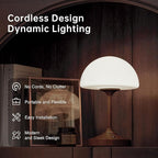 Mushroom Lamp Cordless Lamp Table Lamp,Outdoor Waterproof Shower Lamps,5000mAh Rechargeble Battery Operated Dimmable Touch Desk Lamps,LED Night Light for Bathroom Patio Camping Outdoor/Walnut
