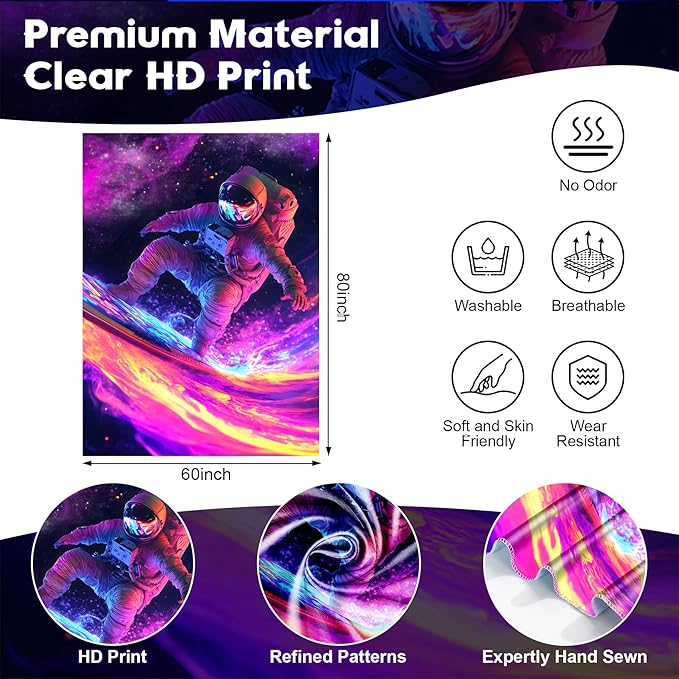 NYZE Astronaut Space Tapestry for Bedroom, Glow in the Dark Room Decor Wall Tapestries, Cool Galaxy Planet Wall Hanging, Wall Hanging for Men Guys Gamer Room Dorm Living Room 60in×80in
