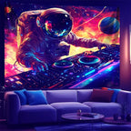 NYZE Astronaut Space Tapestry for Bedroom, Glow in the Dark Room Decor Wall Tapestries, Cool Galaxy Planet Wall Hanging, Wall Hanging for Men Guys Gamer Room Dorm Living Room 90x70 in