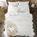 WRENSONGE White King Size Quilt Bedding Sets-3 Pieces Lightweight Bedspreads Summer Coverlet for All Season, Soft King Quilt Bedding Set with 2 Pillow Shams Suitable for Bed, Couch, Quilt Blanket