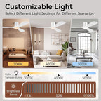 52” Wood Smart Flush Mount Ceiling Fans with Lights and Remote,Quiet DC Motor,Outdoor Indoor Ultra Low Profile Ceiling Fan works with Alexa WIFI APP,Modern White Ceiling Fan for Bedroom Patio