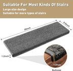 PURE ERA Bullnose Carpet Stair Treads Set Tape Free Non-Slip Indoor Stair Protectors Pet Friendly Rugs Covers Soft Skid Resistant Washable Reusable 9.5" x 30"(7 Pieces,Dark Gray)