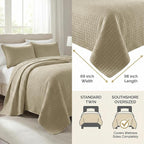 Southshore Fine Living, Inc. Twin Quilt Bedding Set, Soft Brushed Microfiber Taupe Quilts, Twin/XL Coverlet Bedspread, Wrinkle & Pet Hair Resistant Bedding with 1 Pillow Sham, Taupe