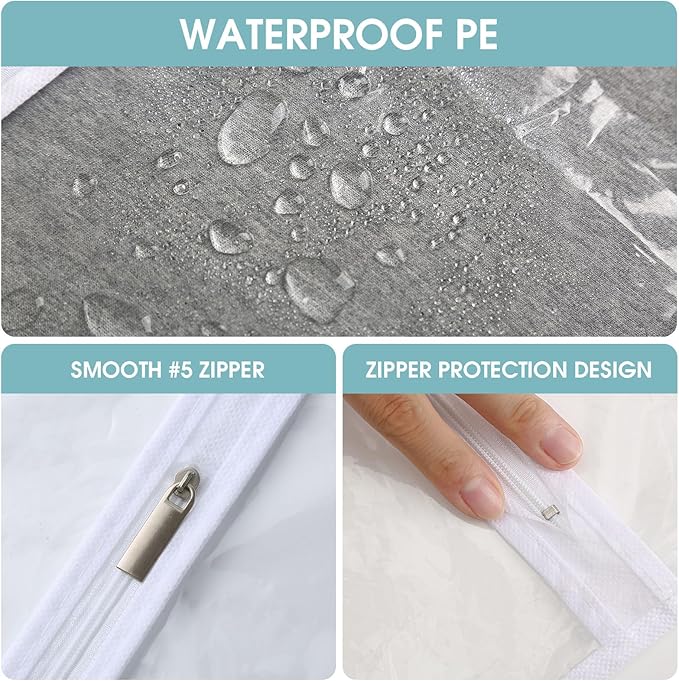 All Clear Garment Bags for Hanging Clothes, 60" Dress Bags for Gowns Long, Plastic Dustproof Dress Garment Bag, Long Dress Bag with Zipper for gown, winter long coats, dance costume（10 Packs）