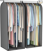 22” Gusseted Garment Bags for Hanging Clothes, Large Clear Window Clothes Cover for Closet Storage, Wardrobe Coat Protector for Suit, Shirt Long Dress, Bottom Enclosed, 2 Pack, 50” Long