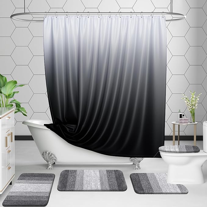 OLANLY Bathroom Rug Set 2 Piece, Soft Absorbent Microfiber Bath Rug Set, Non-Slip, Machine Wash Dry, Plush Shaggy Bath Mats for Bathroom (30"x20"+24"x16", Grey)