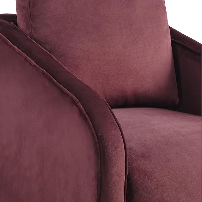Studio Living® Lydia 35.3" Swivel Accent Chair, Modern Boho, Fully Assembled, Pocket Coil Comfort, Round Swivel Base Leg, Soft Velvet Fabric, Plum