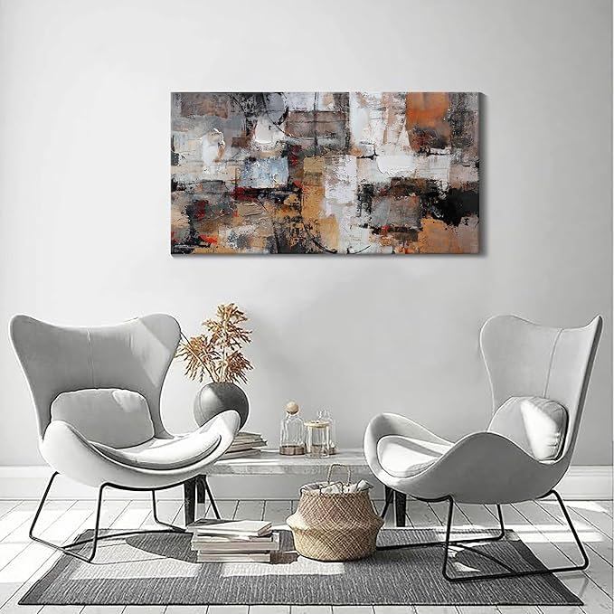 Pogusmavi Abstract Canvas Wall Art, Modern Minimalist Painting, Brown Room Decor, Framed Wall Art for Living Room, Bedroom, Office, 20x40IN