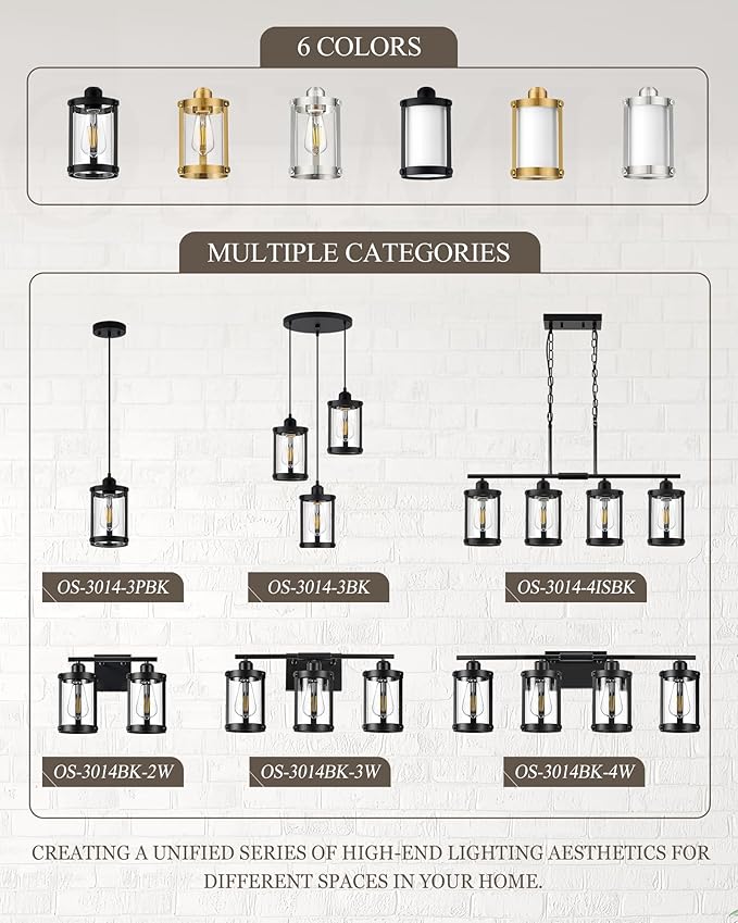 2-Light Black Bathroom Light Fixtures, 13.8 Inch Modern Bathroom Vanity Lighting Fixtures Over Mirror with Clear Glass and Metal Cage Wall Sconce Lights for Bath, E26, OS-3014BK-2W