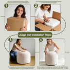 Sqodok Round Stuffed Pouf Ottoman for Foot Stools, 20"x 15" Corduroy Poufs Ottoman with Shredded Foam Filling, Washable Floor Poufs Foot Rest for Living Room Bedroom Home Decor and Office Chair