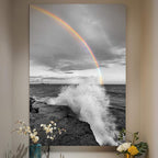 Renditions Gallery Canvas Nature Wall Art Paintings & Prints Decorations Romantic Cloudy Rainbow Black & White Wall Hanging Artwork for Bedroom Living Room Office Kitchen - 18"x27" LT06