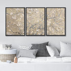 MUDECOR Framed Canvas Print Wall Art Blossoming Branches Vintage Floral Illustrations Realism Decorative for Living Room, Bedroom, Office - 24"x36"x3 Black