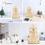 Carousel Horse Music Box Gold Pink Christmas Snow Globes Lantern Whirling Snow Globe Gift for Girls Women Mom Christmas Birthday Day Home Decoration