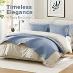 Comfort Spaces Kienna Quilt Set- Double Sided Stitching Design Summer Blanket, Lightweight, Soft, All Season Bedding Layer, Matching Sham, Blue, Coverlet Full/Queen(90"x90") 3 Piece