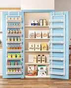 SNTD Over the Door Pantry Organizer - 8 Tier Adjustable Pantry Door Spice Organizer, Large Capacity Hanging Door Spice Rack for Kitchen Pantry Organizers and Storage (White, 12.3" W x 4.7" D x 69" H)