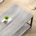 FOLUBAN Coffee Table, Modern Rectangle Living Room Table with Storage Shelf, Rustic Wood and Metal Center Table, Light Grey, 47 Inch