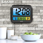 Sharp Atomic Clock with Large Bright Color Display, Atomic Accuracy, Jumbo 3" Easy to Read Numbers - Indoor/Outdoor Temperature Display with Wireless Outdoor Sensor