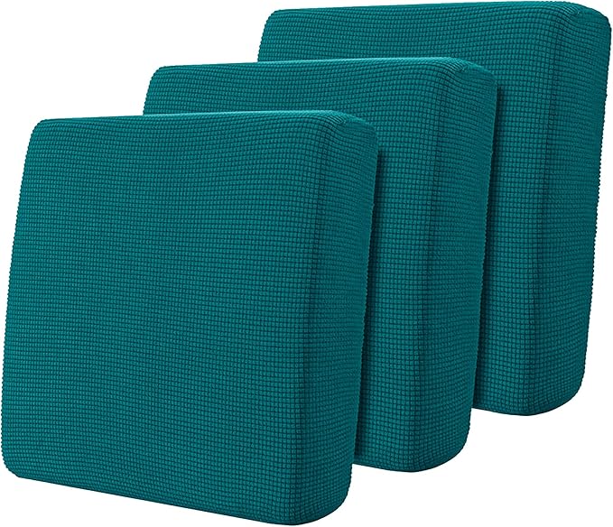 Hokway Stretch Couch Cushion Slipcovers Reversible Cushion Replacement Slipcovers Sofa Cushion Covers(Teal, 3)