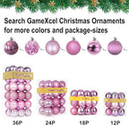 Bubblegun Pink Christmas Ornaments - Christmas Tree Decorations Shatterproof Hanging Balls for Birthday Wedding Holiday Decor Set of 36pcs, Multi-Sizes(1.6",2.5",3.2")