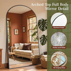 Full Length Mirror, 76"x44" Arched Full Body Mirror, Oversized Floor Mirrors, Leaning Free Standing Mirrors, Hanging Mounted Large Mirrors for Bedroom Dressing Room, Cloakroom, Gold