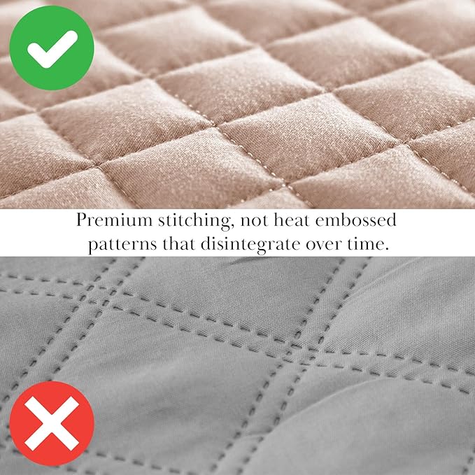 Southshore Fine Living, Inc. Full/Queen Quilt Set, Stitched Full Size with 2 Matching Pillow Shams, Lightweight Quilt Coverlet, Easy Care Machine Washable Queen Size Quilt Bedspread, Blush