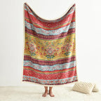 Boho Chic Sherpa Throw Blanket - Vibrant Bohemian Print & Ultra-Soft Cozy Lining, Stylish & Warm Winter Throw for Couch, Bed, or Décor