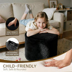 Round Boucle Pouf Ottoman Footrest – Soft & Lightweight Footstool with Full Foam Filling for Living Room, Bedroom