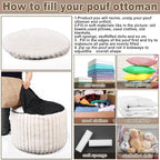2 Pcs 20 x 15 Inch Unstuffed Pouf Cover Ottoman Foot Rest - No Filler, Faux Rabbit Fur Foot Stool Floor Bean Bag Floor Chair Storage for Living Room Bedroom Home Decor(Beige)