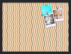 PinPix 27x20 Inch Cork Bulletin Board. This Decorative Framed Pin Board Comes with Multi Color Waves Design and a Satin Black Frame. Ideal for Home Office Decor or Message Board (PinPix-565)