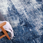 IOHOUZE Abstract Area Rug 3x5 Ft Washable Rugs for Entryway Indoor, Non Slip Kitchen Rug Printed Faux Wool Throw Rugs, Indoor Door Mat for Door Entrance Foyer Living Room, Navy/Grey