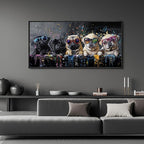 XLSJERST God Picturs Canvas Artwork 40x20 Inches - Cool Dog Graffiti Black and White Wall Art for Living Room Bedroom Bathroom Game Room Home Decor