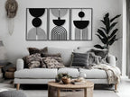 Vailla Boho Minimalist Wall Art, Set of 3 Wooden Wall Decoration, Mid-Century Modern Wall Decor, Large 3D Textured Sculptures, Bohemian Style - Ideal for Living Room, Bedroom, Bathroom