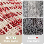 Waffle Bath Mat, Boho Christmas Bathroom Rugs Non Slip Washable Absorbent Checkered Bathroom Mat Quick Dry Cute Bath Mat, 30"x20" Red and White