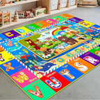 Baby Play Mat for Floor, ABC Kids Play Mat, Forest Animals Kids Rugs for Girls and Boys Playroom, Foldable Rug for Baby Toddler Infants Crawling Playing (Green, 59X39.4 INCH)