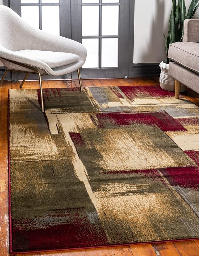 Unique Loom Barista Collection Area Rug - Timor (7' 10" x 10' Rectangle, Multi/ Red)