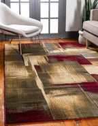 Unique Loom Barista Collection Area Rug - Timor (7' 10" x 10' Rectangle, Multi/ Red)