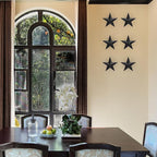 JoyEvy 6" 6pieces Per Set Black Metal Barn Star Wall Decor,Texas Stars Art,Metal Stars Rustic Vintage Western Country Farmhouse Home Indoor or Outdoor Decoration
