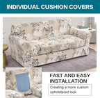 KRFOONN 4 Piece Stretch Sofa Couch Covers for 3 Cushion Couches Printed Sofa Slipcover with 3 Separate Seat Cushion Covers Washable Sofa Slip Covers Furniture Protector for Pets Kids (Large, 26)