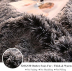 XeGe Plush Shaggy Duvet Cover Set, Luxury Ultra Soft Crystal Velvet Fluffy Bedding Sets 3 Pieces(1 Furry Faux Fur Comforter Cover + 2 Fuzzy Faux Fur Pillow Cases), Zipper Closure(Queen, Black Ombre)