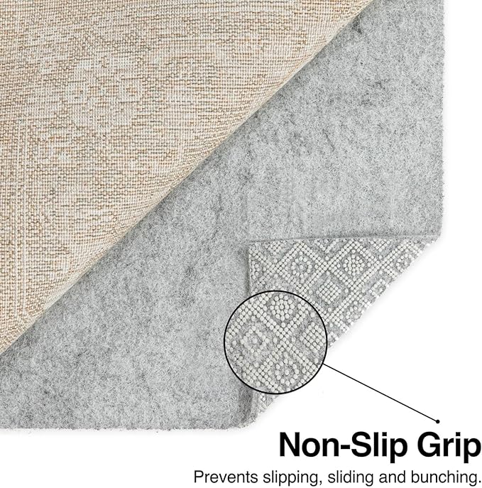 WELL WOVEN Premium 1/4" Thick Felt Rug Pad 5x7 - Non Slip Rubber Backing for Hard Floors & Carpet - Easy Cut to Size for Custom Fit - Superior Cushioning & Floor Protection Shield