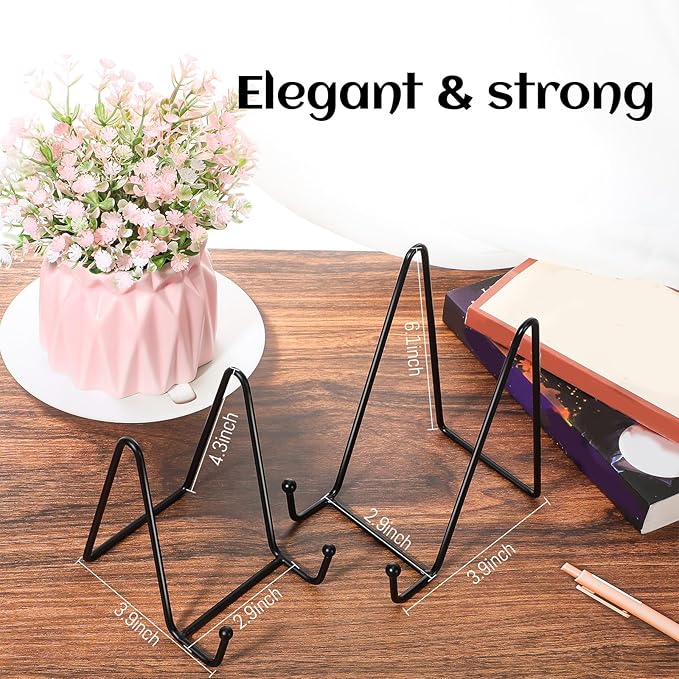 Mixweer 24 Pcs Plate Stands for Display Metal Display Stand Photo Easel Stand Book Holder Picture Stand for Decorative Display Easels Picture Frame Stand Plate Rack (4.3 Inch)