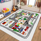 5x7ft Kids Town Road Play Rug - Car Playmat, Kids Rugs for Playroom Car Mat Town City Road Traffic Rugs, Extra Large Boys Kid Cars Track Play Rug (Style Five, 78.7X 59 INCH)