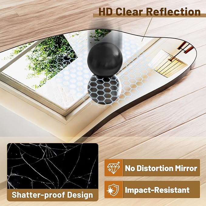 Antok Full Length Mirror, 76"x36" Floor Mirror with Stand, Standing Hanging Leaning Irregular Mirrors for Bedroom Living Room Entryway, Cloud Shaped, Black