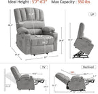 MCombo Large Power Lift Recliner Chair for Elderly, Lift Chair with Heat and Massage, 3 Positions, USB Charge Ports, Cup Holders, Fabric 7099 (Large, Grey)