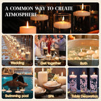 3 inch White Floating Candles, 48 Pack Unscented Floating Candle,8-9 Hours Burning Floating Candles for Centerpieces, 3“ Water Candles for Cylinder Vases, Wedding, Party