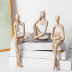 Gold Home Decor Thinker Statue Accents, Set of 3 Thinker Sculptures Office Decor Modern Abstract Resin Decoration on Shelf Table Desk for Living Room Office Bedroom (Large Sandstone)
