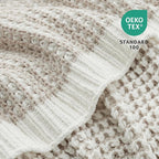 Amélie Home Waffle Chenille Throw Blanket for Couch, Pineapple Stitch Knit Soft Cozy Knit Blanket Decorative Throw for Sofa, Chair, 50"x60", Beige&Ivory