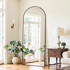 Full Length Mirror, 58"x18" Oversized Floor Mirrors Freestanding, Full Body Mirror Floor Standing Mirrors with Stand, Hanging Mounted Mirrors for Bedroom Living Room, Black, Arched Style
