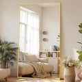 Full-Length Floor Mirror with Stand, 78"x38" Rectangle Style Full Body Standing Mirror for Bedroom, Living Room, Gym, Dorm - Shatter-Resistant & Easy Assembly, Gold