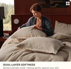 Bedsure Cotton Duvet Cover Twin - 100% Cotton Waffle Weave Khaki Duvet Cover Twin Size, GentleSoft™ and Breathable Tan Bedding Set for All Season, 2 Pieces, 68"x90"